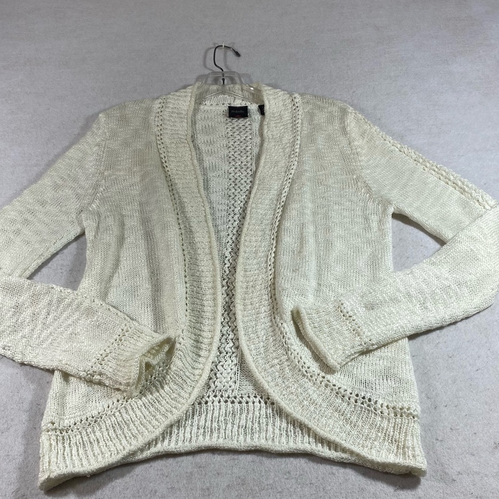 Rafaella Open Cardigan Sweater Cream long sleeve Top Medium